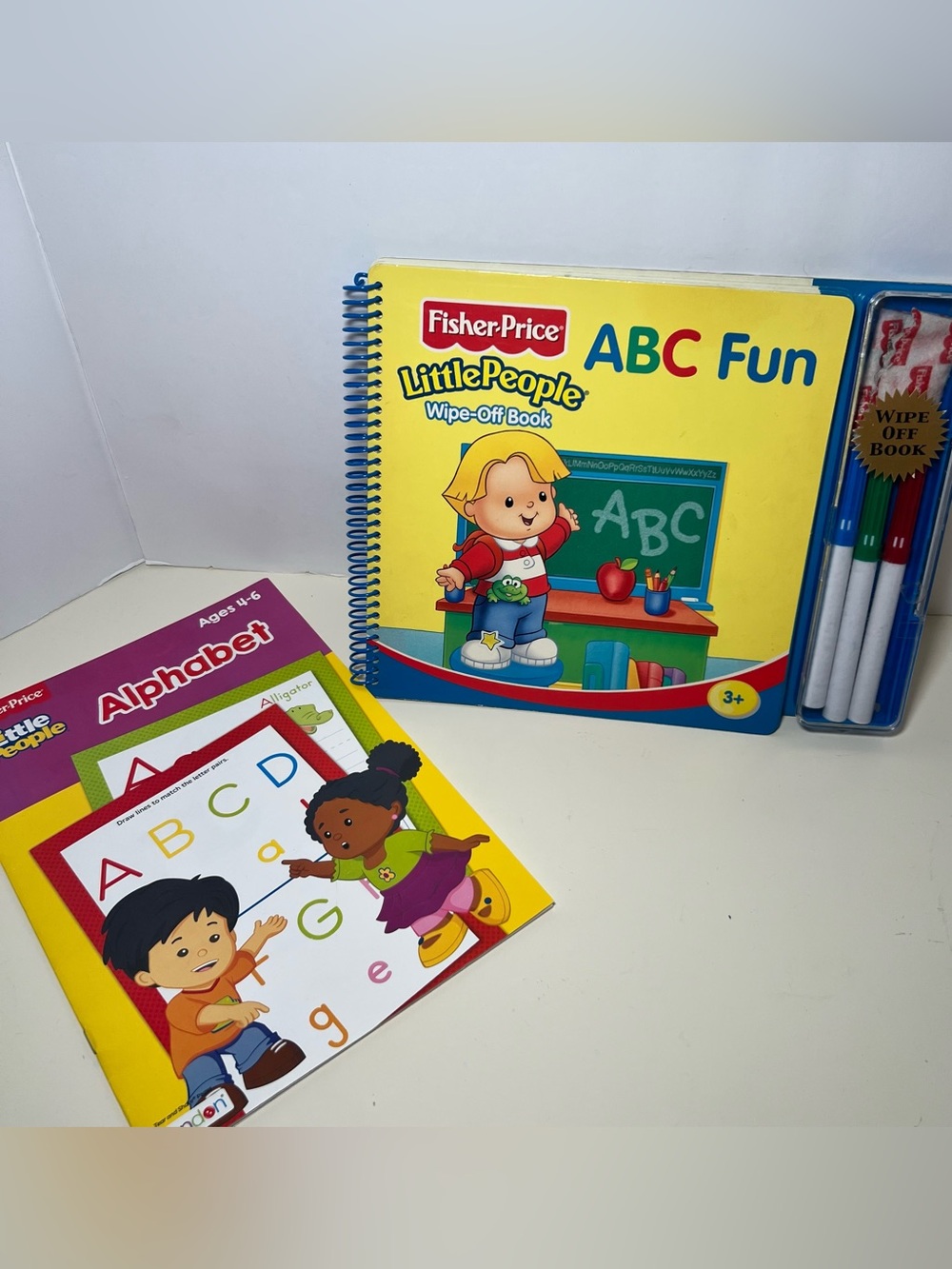 Vintage Y2K Little People Wipe Away Dry Erase Alphabet Practice WorkBook Bundle